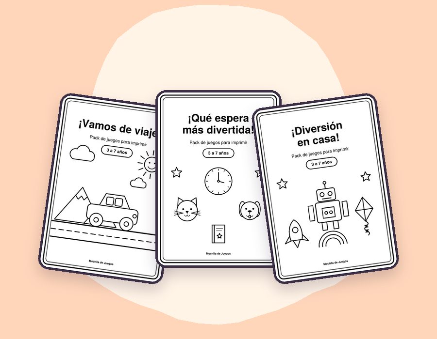Portadas de los packs Viajes, Esperas y Diversión en casa